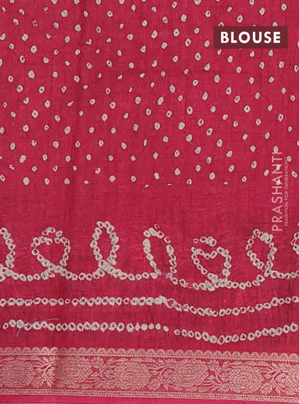 Linen tussar partly saree rust shade and dark pink with kalamkari prints and bandhani printed pallu