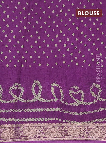 Linen tussar partly saree blue and purple with kalamkari prints and bandhani printed pallu