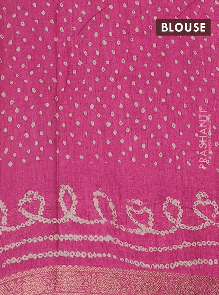 Linen tussar partly saree pastel peach pink and pink with kalamkari prints and bandhani printed pallu