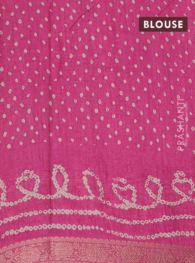 Linen tussar partly saree pastel peach pink and pink with kalamkari prints and bandhani printed pallu