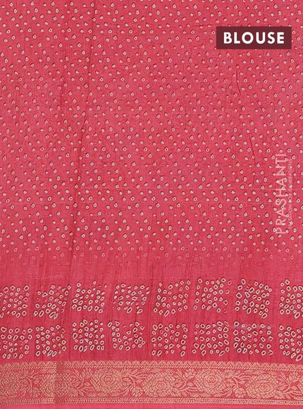 Linen tussar partly saree pastel brown and pink with kalamkari prints and bandhani printed pallu