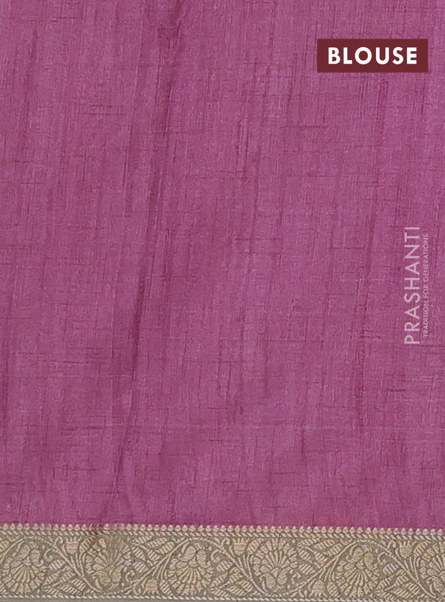 Linen tussar partly saree pink and beige pastel green with kalamkari prints and zari woven border