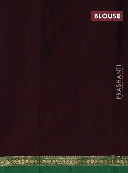 Kanchi cotton saree deep maroon and green with zari woven buttas and small zari woven border
