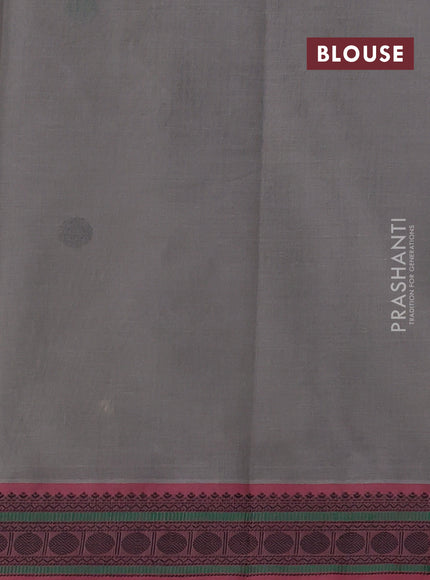 Kanchi cotton saree grey and pink with thread woven buttas and rudhraksha thread woven border