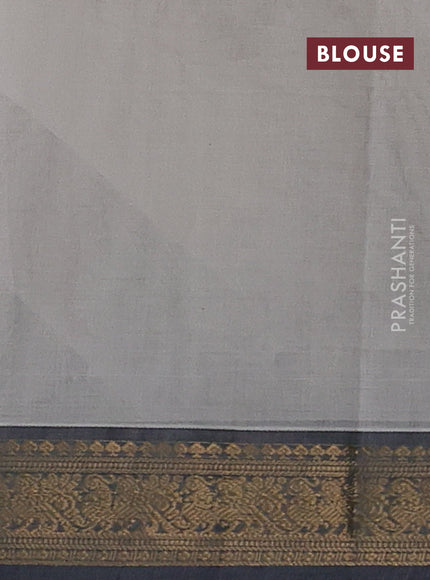 Kanchi cotton saree off white and grey with allover thread checks & buttas and zari woven border