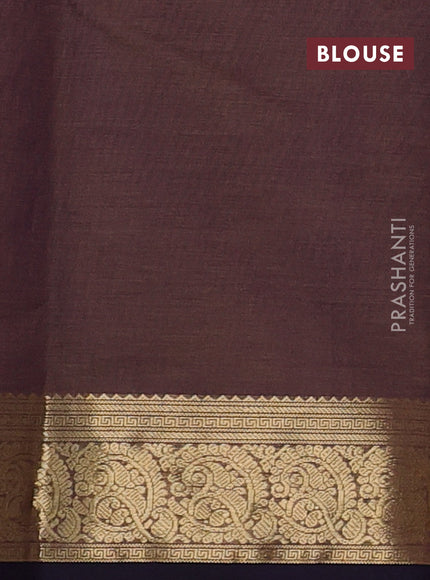 Kanchi cotton saree dual shade of brown and deep violet with zari woven buttas and zari woven border