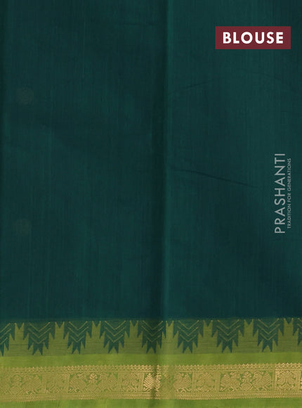 Kanchi cotton saree bottle green and light green with zari woven buttas and zari woven border