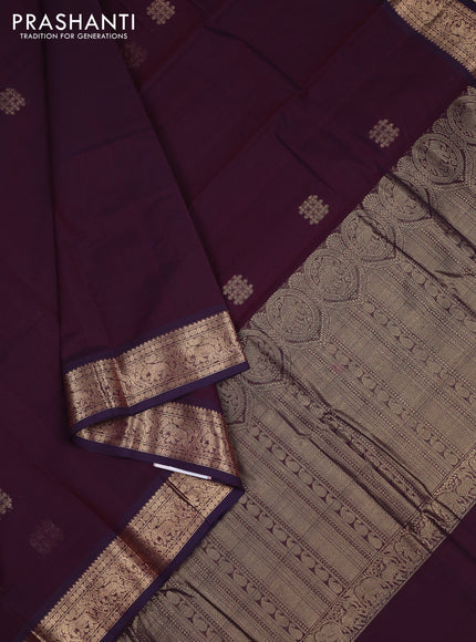 Kanchi cotton saree deep maroon with zari woven buttas and zari woven border