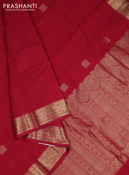 Kanchi cotton saree maroon with zari woven buttas and zari woven border