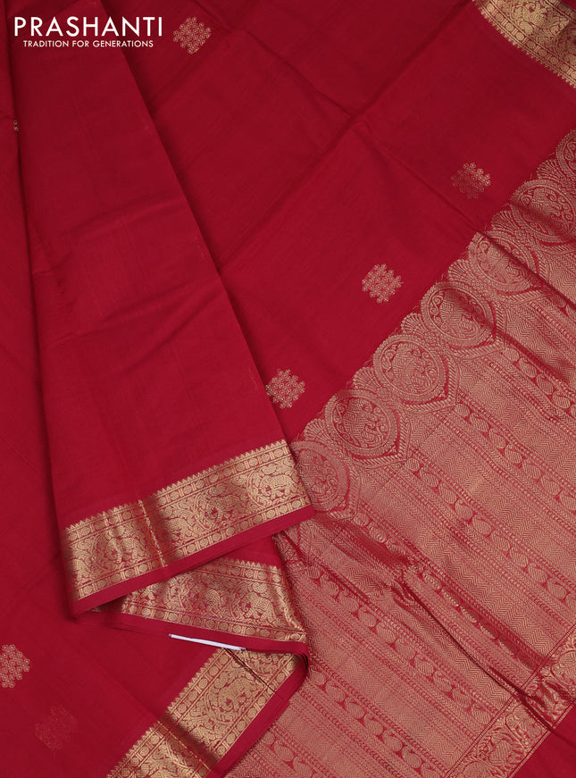 Kanchi cotton saree maroon with zari woven buttas and zari woven border