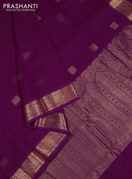Kanchi cotton saree purple with zari woven buttas and zari woven border