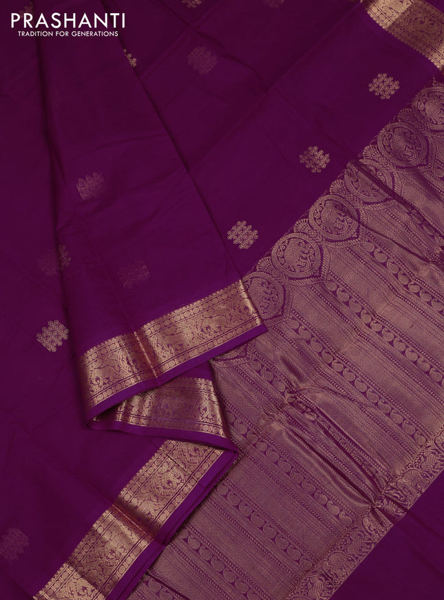 Kanchi cotton saree purple with zari woven buttas and zari woven border