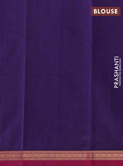 Kanchi cotton saree violet and pink with zari woven buttas and small zari woven border