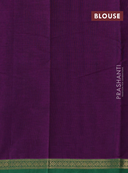 Kanchi cotton saree purple and green with zari woven buttas and small zari woven border