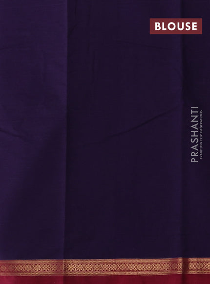 Kanchi cotton saree violet and maroon with zari woven buttas and small zari woven border