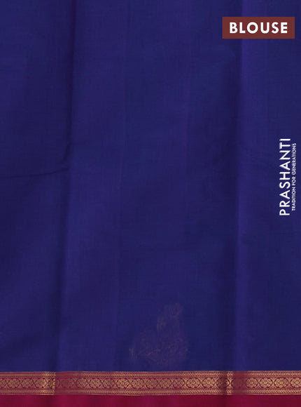 Kanchi cotton saree dual shade of purple and maroon with zari woven buttas and small zari woven border