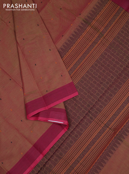 Kanchi cotton saree dual shade of pink with thread woven buttas and simple border