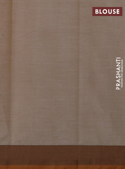 Kanchi cotton saree beige and mustard yellow with thread woven buttas and simple border