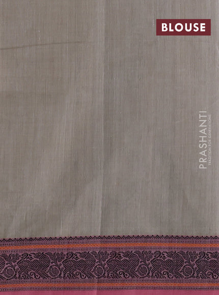 Kanchi cotton saree beige and peach pink with thread woven buttas and thread woven border