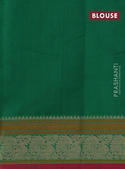 Kanchi cotton saree green and red with allover thread checks & buttas and thread woven border