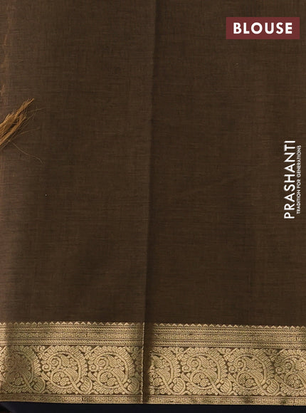Kanchi cotton saree chikku shade and black with zari woven buttas and zari woven border
