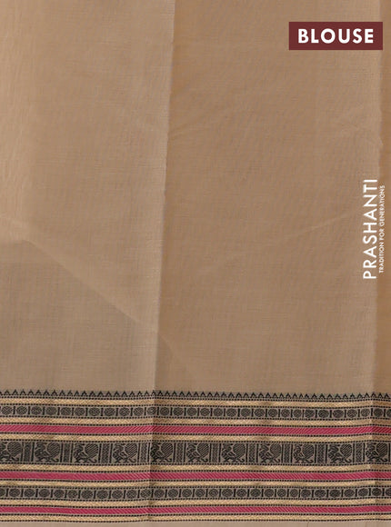 Kanchi cotton saree sandal with thread woven buttas and zari woven border