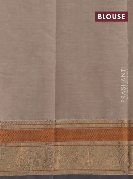 Kanchi cotton saree beige and grey with zari woven buttas and zari woven border