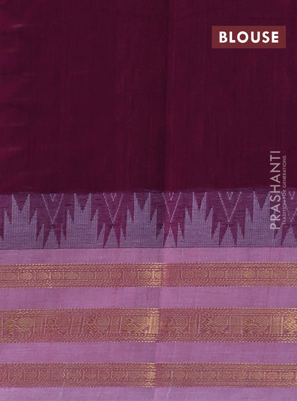 Kanchi cotton saree magenta pink and pastel pink with allover thread weaves and zari woven border