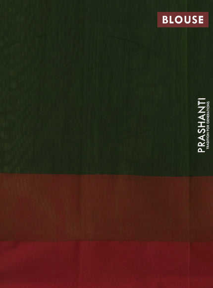 Kanchi cotton saree sap green and maroon with allover thread woven brocade weaves and long temple design simple border