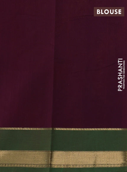 Kanchi cotton saree deep maroon and light green with zari woven buttas and temple design zari woven border