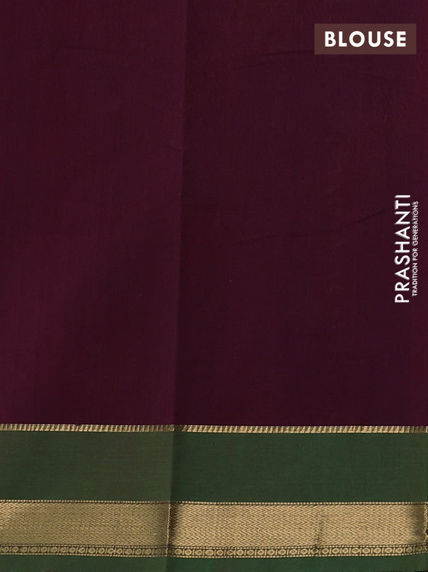Kanchi cotton saree deep maroon and light green with zari woven buttas and temple design zari woven border