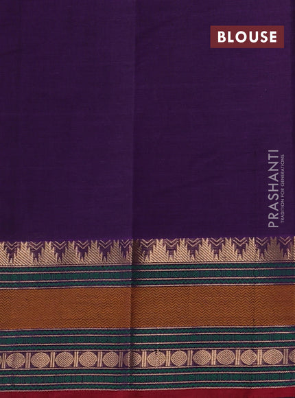 Kanchi cotton saree purple and maroon with zari woven buttas and temple design zari woven border