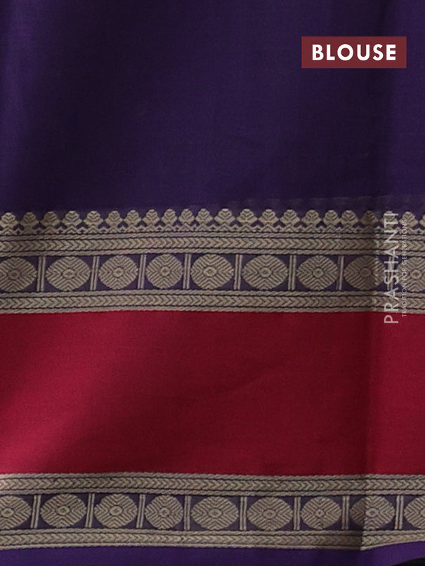 Kanchi cotton saree violet and red with allover thread checks & buttas and rettapet thread woven border