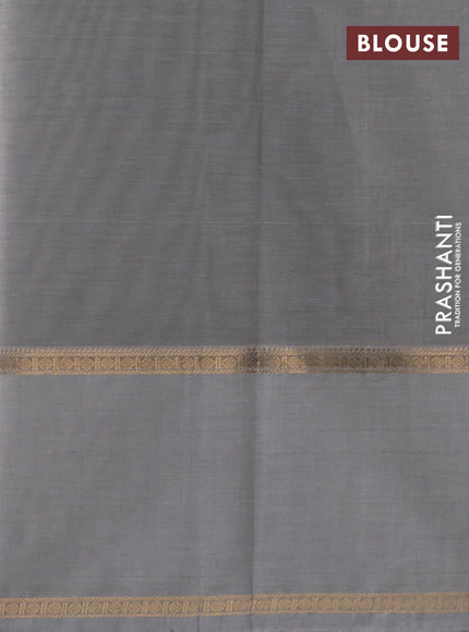 Kanchi cotton saree pastel grey with allover zari weaves and rettapet zari woven border
