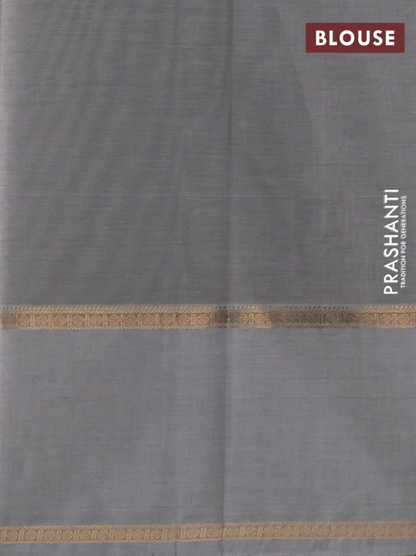 Kanchi cotton saree pastel grey with allover zari weaves and rettapet zari woven border