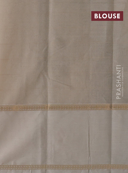 Kanchi cotton saree cream with allover veldhari pattern and long rettapet zari woven border
