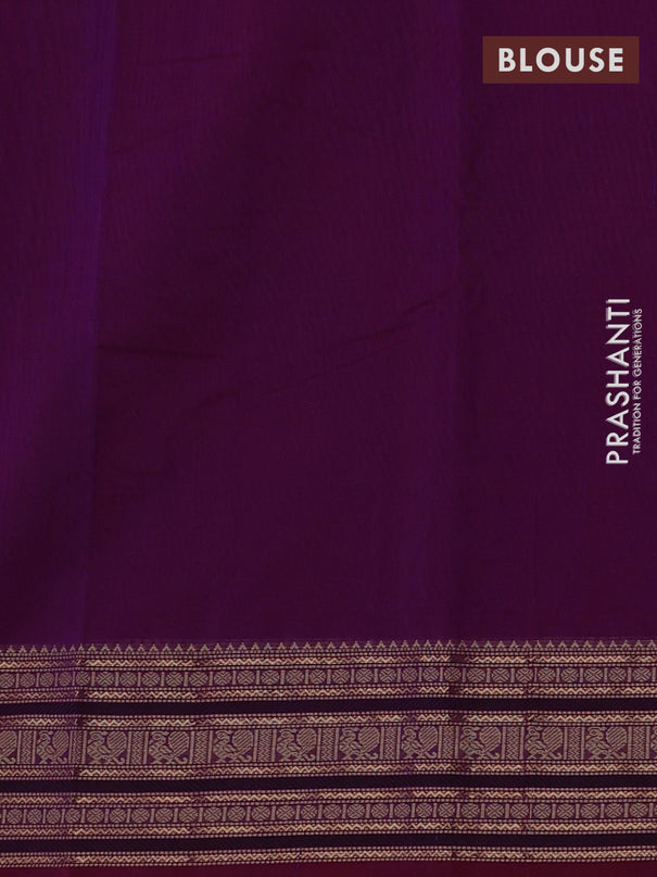 Kanchi cotton saree purple  and  with thread woven buttas and thread & zari woven border