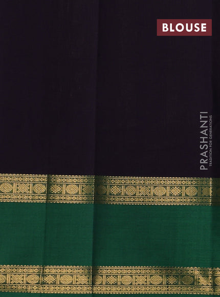Kanchi cotton saree black and green with zari woven buttas and rettapet zari woven border