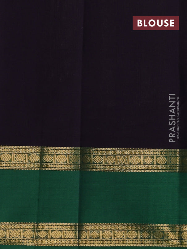 Kanchi cotton saree black and green with zari woven buttas and rettapet zari woven border