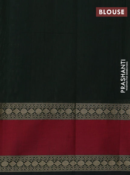 Kanchi cotton saree bottle green and maroon with allover thread checked pattern and rettapet thread woven border
