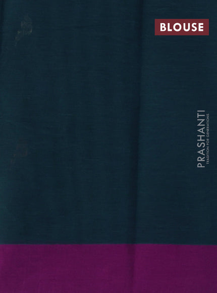 Kanchi cotton saree peacock blue and purple with thread woven buttas and simple border