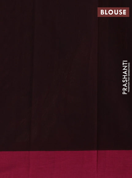 Kanchi cotton saree coffee brown and pink with ruddraksha thread woven buttas and simple border
