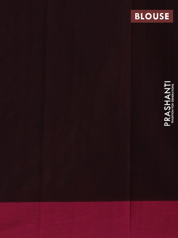 Kanchi cotton saree coffee brown and pink with ruddraksha thread woven buttas and simple border