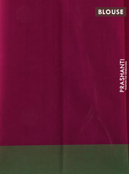 Kanchi cotton saree magenta pink and green with ruddraksha thread woven buttas and simple border