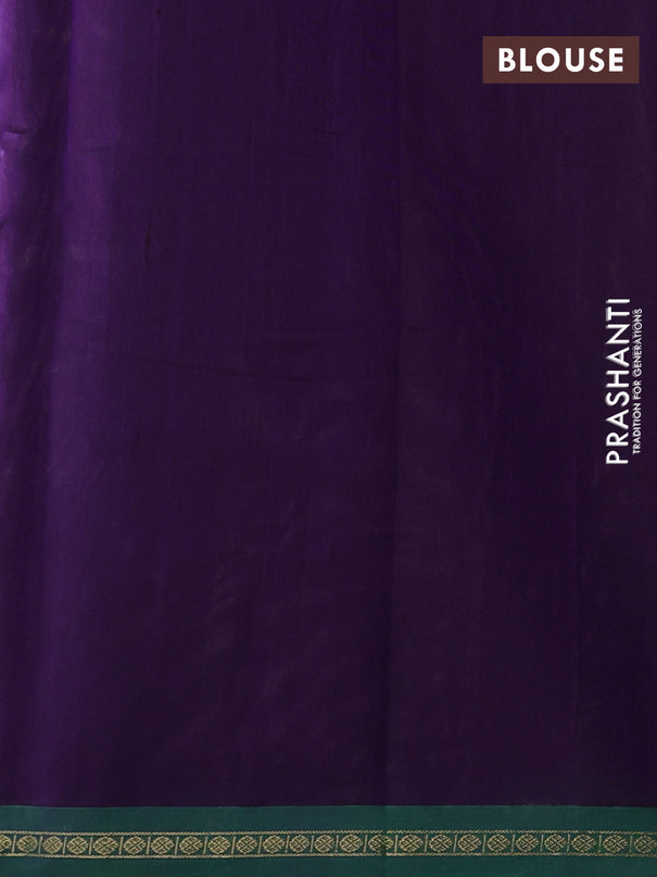 Kanchi cotton saree violet and green with allover thread weaves and small zari woven border