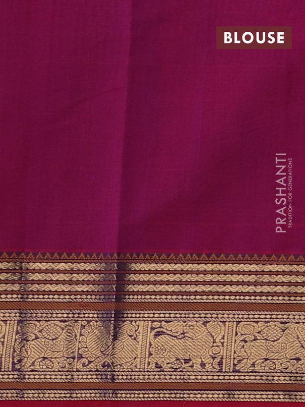 Kanchi cotton saree megenta pink and maroon with allover thread checks & buttas and zari woven border