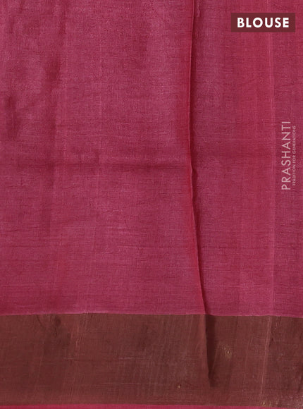 Pure tussar silk saree dark mustard and maroon with allover kalamkari prints and zari woven border
