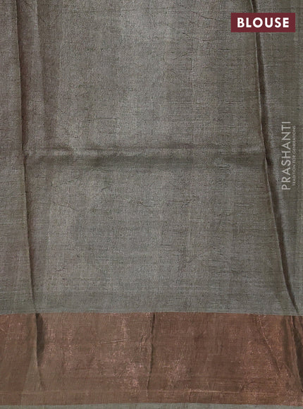 Pure tussar silk saree magenta pink and pastel green with allover kalamkari prints and zari woven border