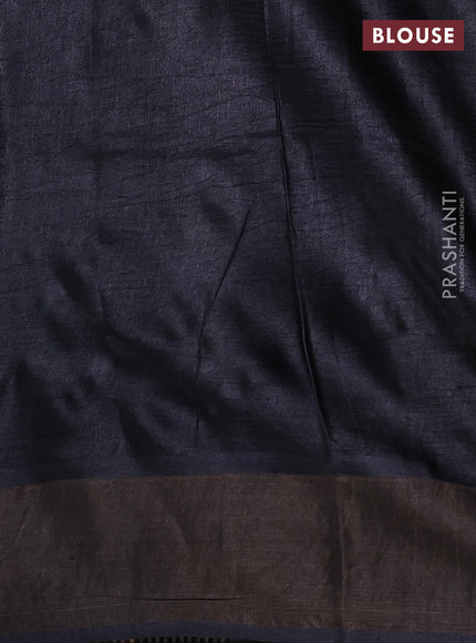 Pure tussar silk saree black with allover prints and zari woven border