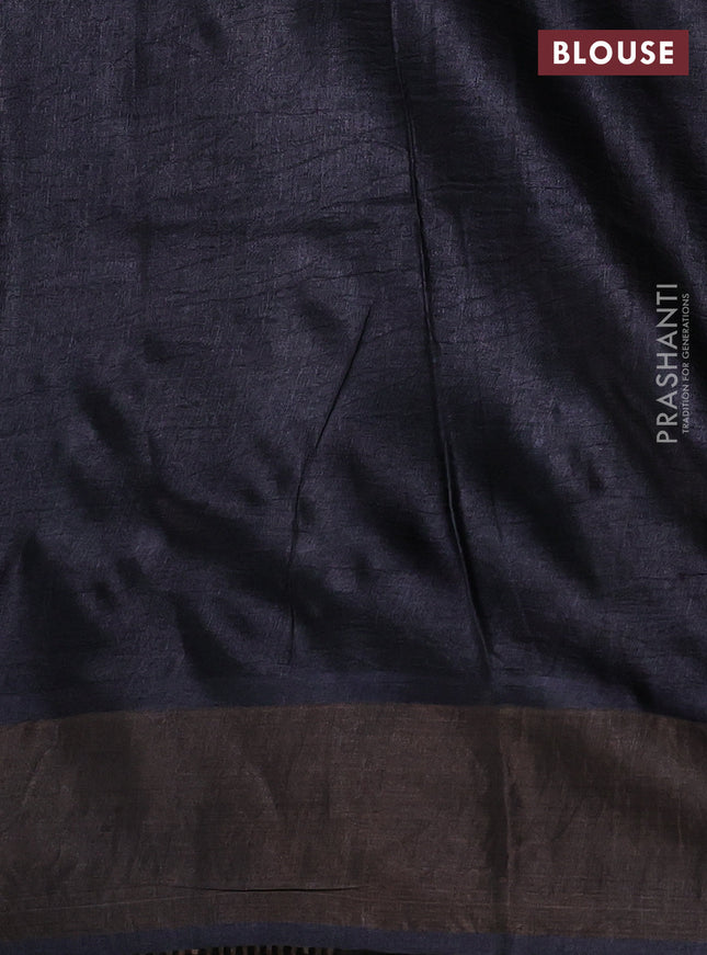 Pure tussar silk saree black with allover prints and zari woven border